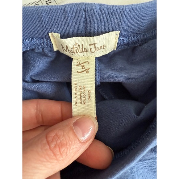 Matilda Jane Girl's Blue Ruffle Trim Knit Casual Pants Size 8 Elastic Waist EUC - Picture 5 of 5